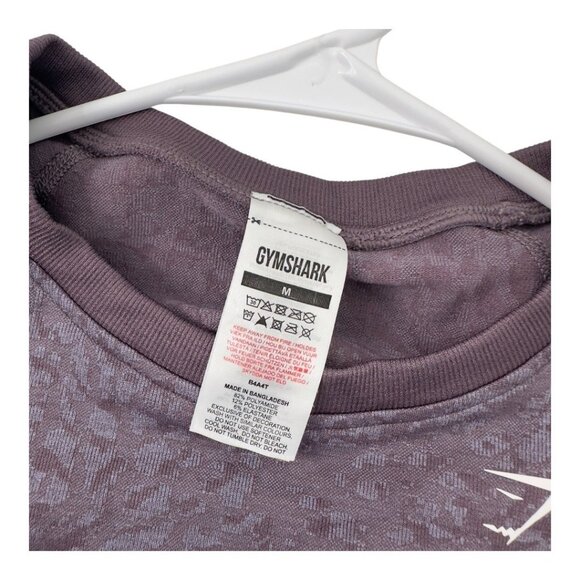 Gymshark Womens Medium Long Sleeve Lace-Back Crop Top Dark Purple Pattern - Picture 4 of 10